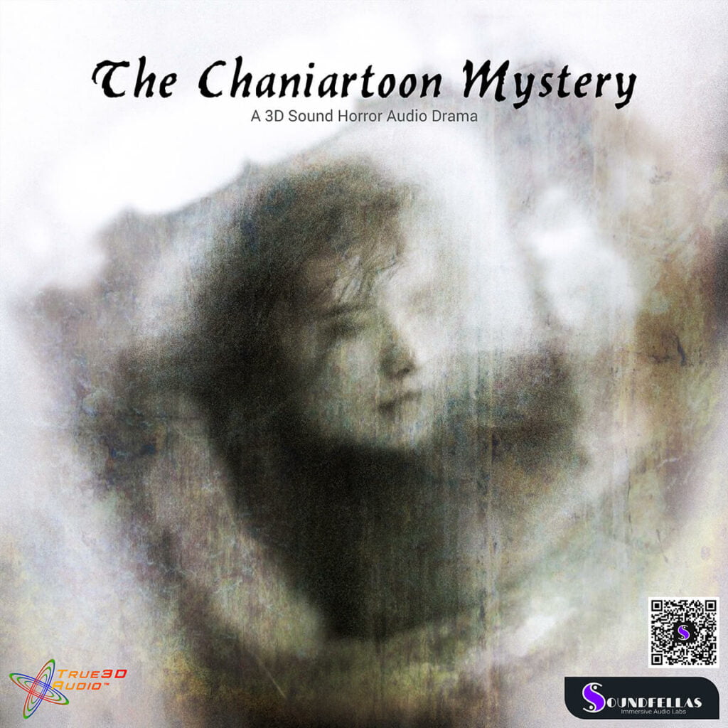 The poster of The Chaniartoon Mystery horror audio drama, showing a girl under a blurry veil.